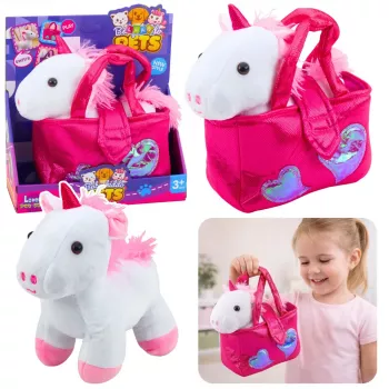 LEAN TOYS Minkštas žaislas Vienaragis maišelyje, Baltas, 25 cm