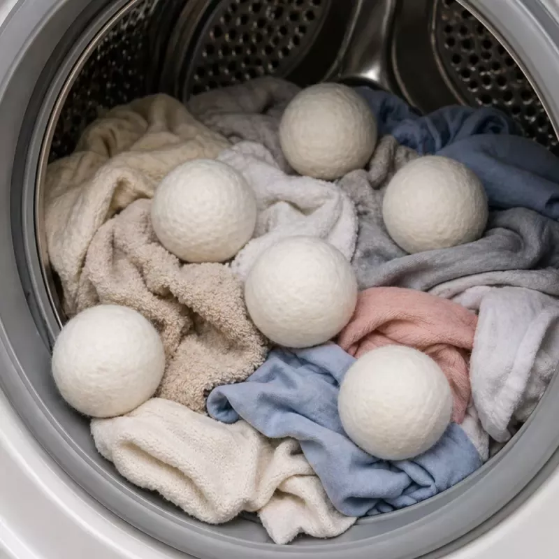 LEAN Natural Wool Tumble Dryer Balls Hypoallergenic White 7cm 6vnt.