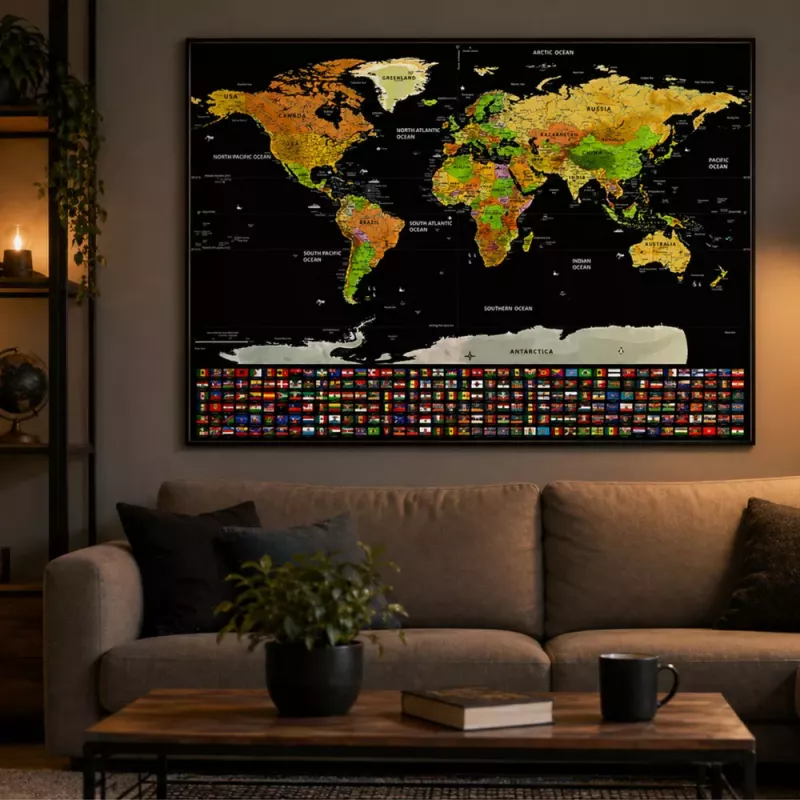 LEAN World Map Scratch Poster for Travelers 82 x 59 cm