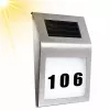 LEAN Solar LED sieninis šviestuvas su namo numerio apšvietimu, nerūdijantis plienas