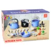 LEAN TOYS Virtuvės reikmenų rinkinys Puodai Keptuvė Virdulys Priedai Mėlyna 32 vnt.