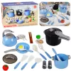 LEAN TOYS Virtuvės reikmenų rinkinys Puodai Keptuvė Virdulys Priedai Mėlyna 32 vnt.