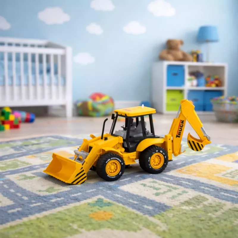 LEAN TOYS Statybinis ekskavatorius krautuvas buldozeris su pavara, šviesomis, garsais - geltonas