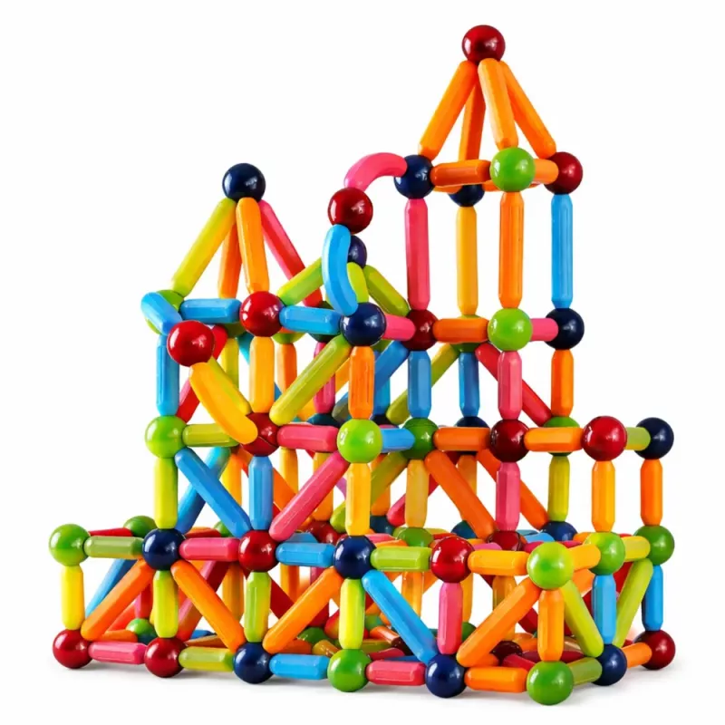 LEAN TOYS Magnetinių konstrukcinių pagaliukų rinkinys Kūrybingas Spalvingas 166 vnt.