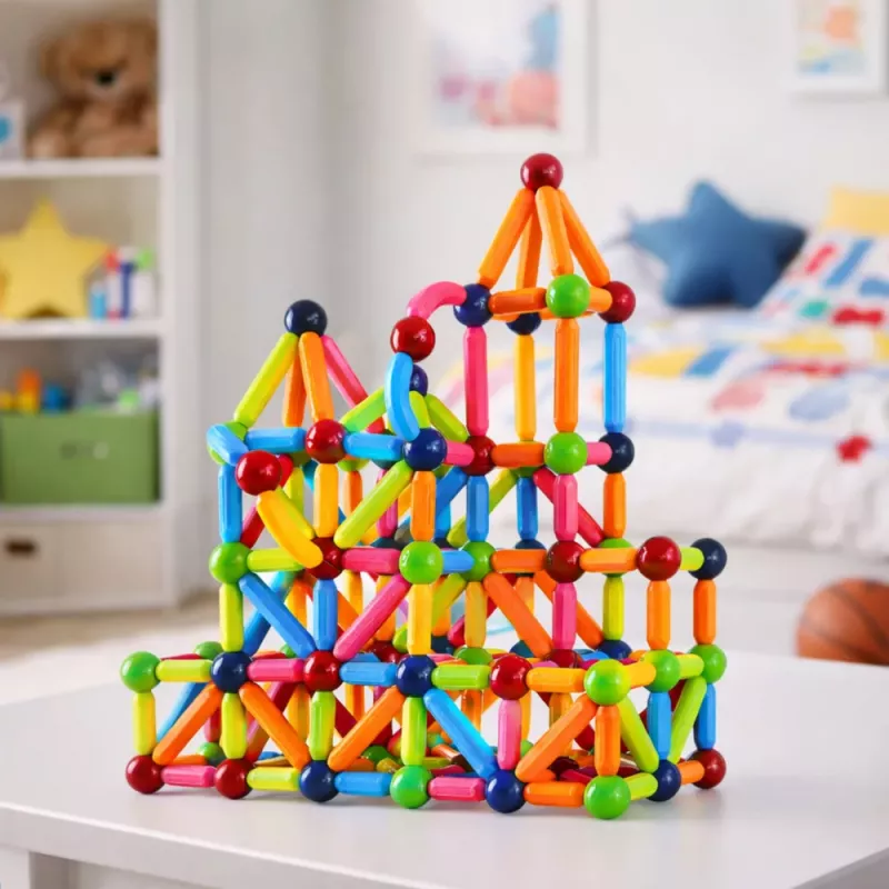 LEAN TOYS Magnetinių konstrukcinių pagaliukų rinkinys Kūrybingas Spalvingas 166 vnt.