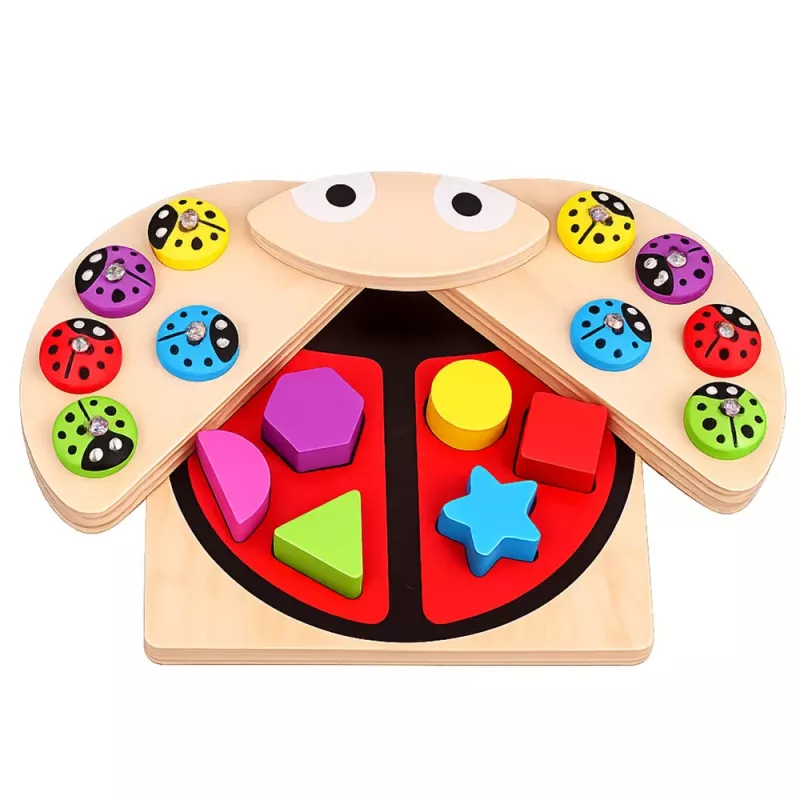LEAN TOYS Wooden Ladybug Catching Game Educational Puzzle Ladybug Sorter