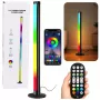 LEAN RGB LED kampinė grindinė lempa su muzikos režimu, nuotolinio valdymo pulteliu ir programėle, 90 cm