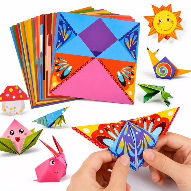 LEAN Origami rinkinys su spalvotu popieriumi ir instrukcijų knygele, 100 lapų