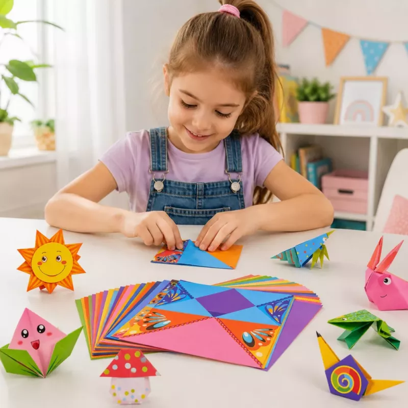 LEAN Origami rinkinys su spalvotu popieriumi ir instrukcijų knygele, 100 lapų