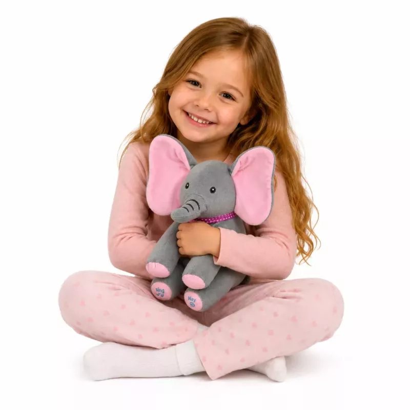 LEAN TOYS Plush Interactive Elephant Moves Ears Plays Melodies Peek-a-boo Game