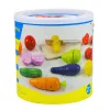 LEAN TOYS Medinė vaisių ir daržovių pjaustymo lenta su saugiu peiliu ir kibiru, 13 dalių