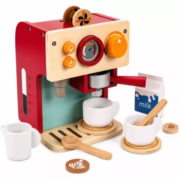 LEAN TOYS Wooden Coffee Maker Set Small Barista Cups Accessories