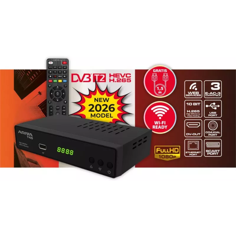 Ferguson Ariva T45 DVB-T2 HD skaitmeninis TV imtuvas su USB PVR