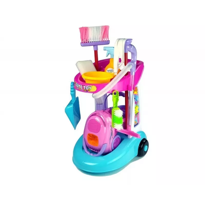LEAN TOYS Valymo rinkinys ant vežimėlio su dulkių siurbliu