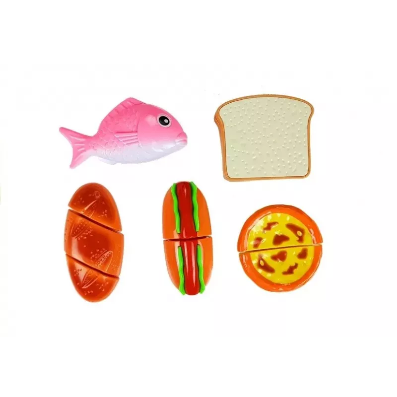 LEAN TOYS Hot-Dog rinkinys ingredientų pjaustymui krepšelyje