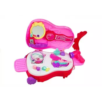 LEAN TOYS Nešiojamas tualetinis staliukas smuiko dėkle su veidrodžiu - Juoda dirbtinės odos kosmetinė
