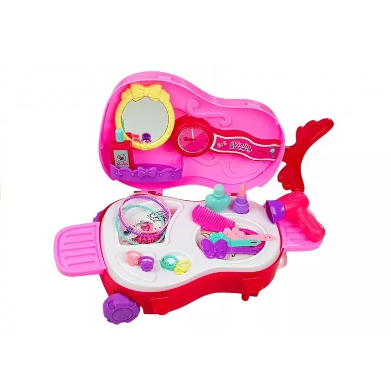 LEAN TOYS Nešiojamas tualetinis staliukas smuiko dėkle su veidrodžiu - Juoda dirbtinės odos kosmetinė