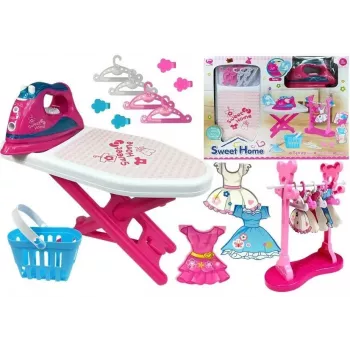 ROWE Pink Toy Ironing Set with Ironing Board and Hangers