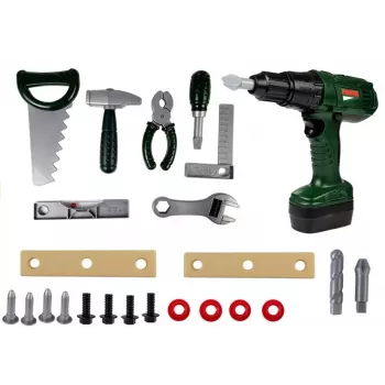 LEAN TOYS DIY Kuprinės įrankių rinkinys su grąžtu, 100 dalių