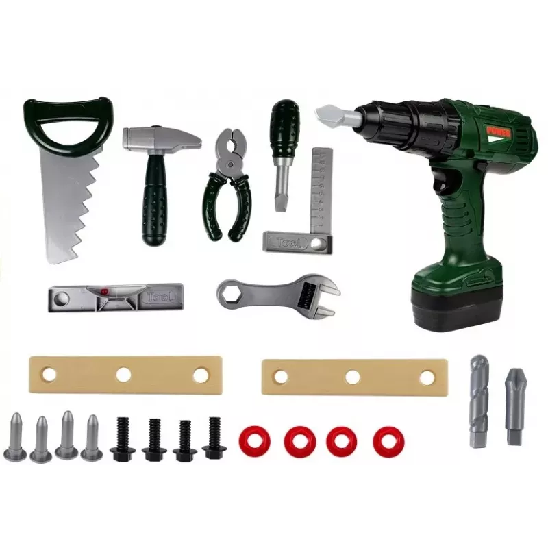 LEAN TOYS DIY Kuprinės įrankių rinkinys su grąžtu, 100 dalių