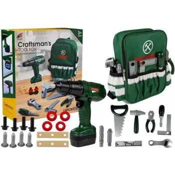 LEAN TOYS DIY Kuprinės įrankių rinkinys su grąžtu, 100 dalių