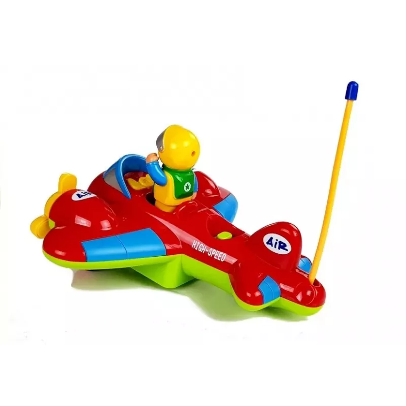LEAN TOYS Baby R/C Airplane with Remote Control Steering Wheel Red