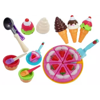 LEAN TOYS Saldumynų, desertų, ledų, sausainių aksesuarų rinkinys – Vaidybinis maisto rinkinys