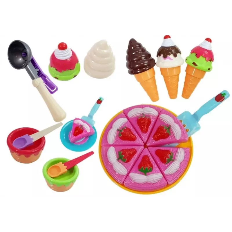 LEAN TOYS Saldumynų, desertų, ledų, sausainių aksesuarų rinkinys – Vaidybinis maisto rinkinys