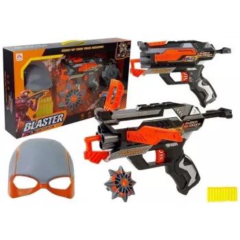 LEAN TOYS Išplečiamas putplasčio šovinių pistoletas su kauke