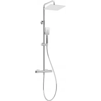 DEANTE dušo galvutė su termostatiniu dušo maišytuvu - lietaus dušo sistema su rankiniu dušu, chromuota, 250mm viršutinė