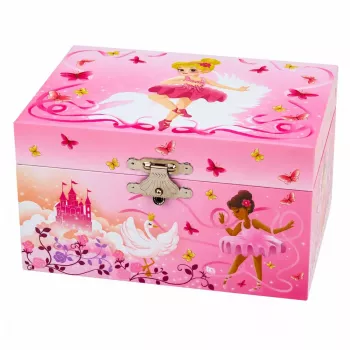LEAN TOYS Muzikinė dėžutė su veidrodžiu vaikams, rožinė