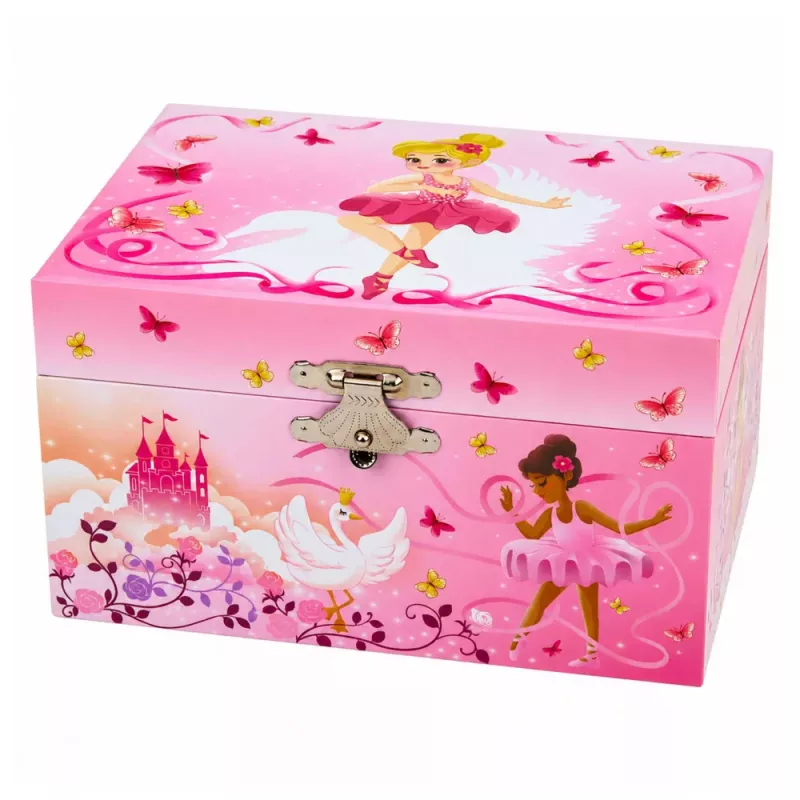LEAN TOYS Muzikinė dėžutė su veidrodžiu vaikams, rožinė