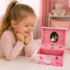 LEAN TOYS Muzikinė dėžutė su veidrodžiu vaikams, rožinė