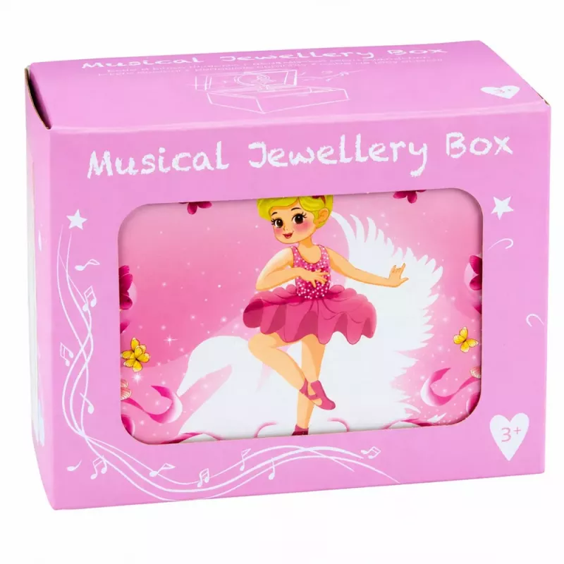 LEAN TOYS Muzikinė dėžutė su veidrodžiu vaikams, rožinė