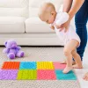 LEAN TOYS Sensorinis silikoninis dėlionės kilimėlis Sensorinis takelis Spalvotas 25 cm 12 vnt.