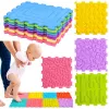 LEAN TOYS Sensorinis silikoninis dėlionės kilimėlis Sensorinis takelis Spalvotas 25 cm 12 vnt.