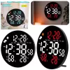 LEAN Digital LED Wall Clock Date Temperature Humidity Alarm Remote Control 25 cm