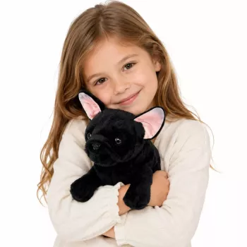 LEAN TOYS Minkštas žaislas Prancūzų buldogas Juodas 22 cm