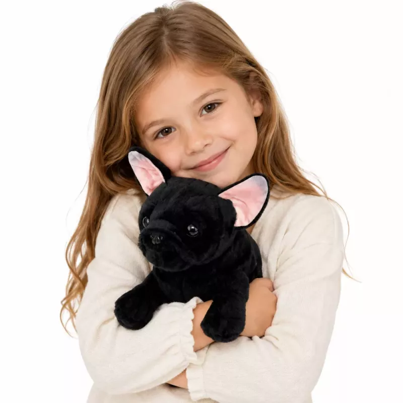 LEAN TOYS Minkštas žaislas Prancūzų buldogas Juodas 22 cm