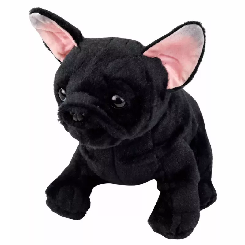 LEAN TOYS Minkštas žaislas Prancūzų buldogas Juodas 22 cm