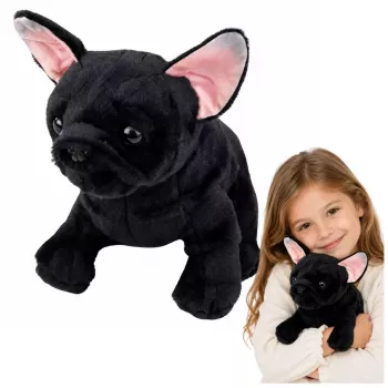 LEAN TOYS Minkštas žaislas Prancūzų buldogas Juodas 22 cm