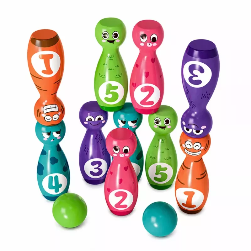 LEAN TOYS Bowling with Smiley Faces Educational Game for Children Skill Sports 10 pcs.