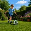 LEAN TOYS Treniruočių futbolo kamuolys žolės aikštei Žalios žvaigždės 22cm 5 dydis