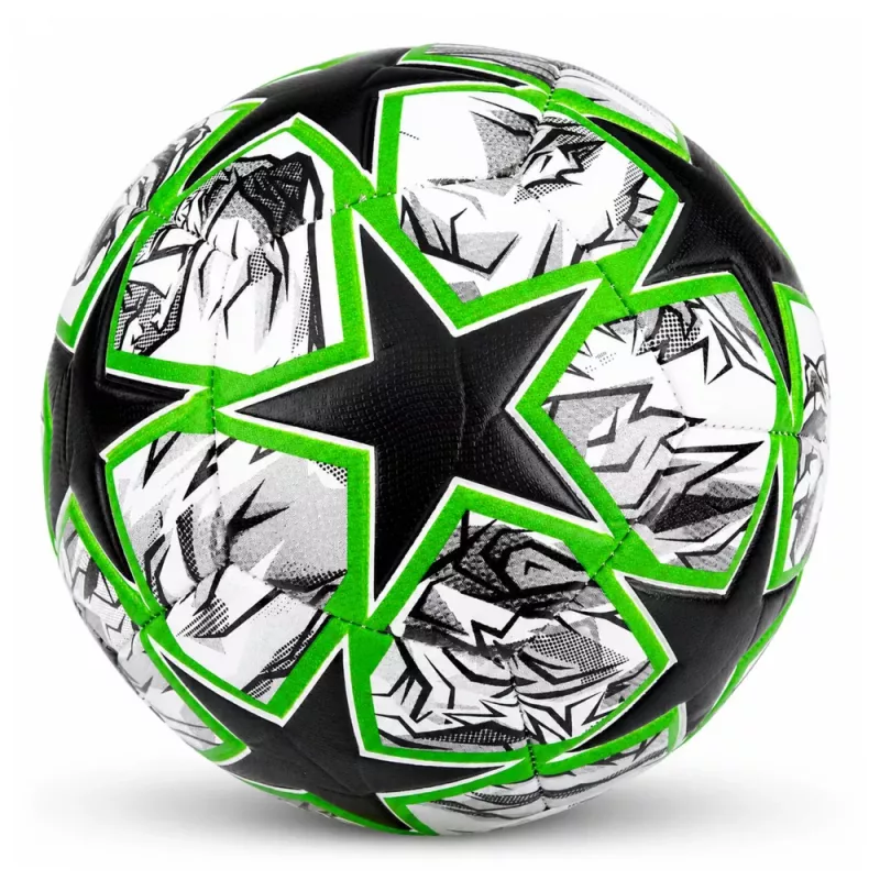 LEAN TOYS Treniruočių futbolo kamuolys žolės aikštei Žalios žvaigždės 22cm 5 dydis