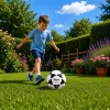 LEAN TOYS Treniruočių futbolo kamuolys žolės aikštei juodas ir baltas Milasa 22cm 5 dydis