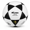 LEAN TOYS Treniruočių futbolo kamuolys žolės aikštei juodas ir baltas Milasa 22cm 5 dydis