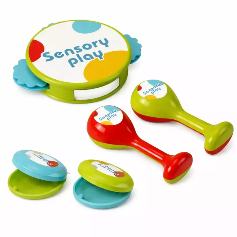LEAN TOYS Muzikiniai instrumentai vaikams Būgnas Barškučiai Tamburinas Kastanjetės