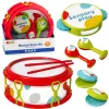 LEAN TOYS Muzikiniai instrumentai vaikams Būgnas Barškučiai Tamburinas Kastanjetės