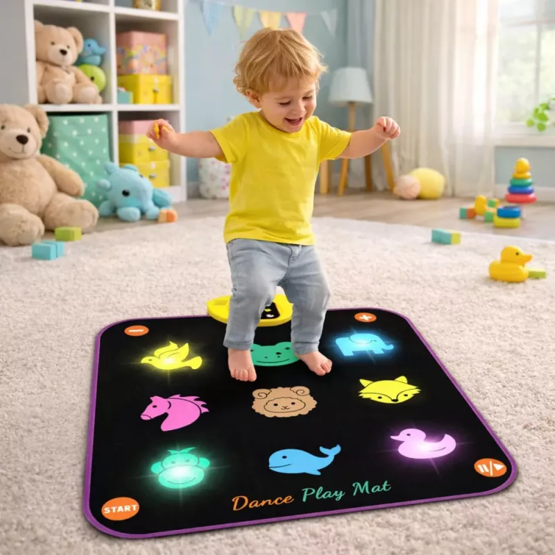 LEAN TOYS Gyvūnų muzikinis šokių kilimėlis 5 režimai 3 sudėtingumo lygiai Šviesos