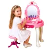 LEAN TOYS Vaikų tualetinis staliukas su kėde, šviesomis, džiovintuvu, aksesuarais, garsais, rožinis